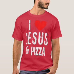 ヴィンテージグランジI Love Jesus & Pizza, Christian 344 Tシャツ