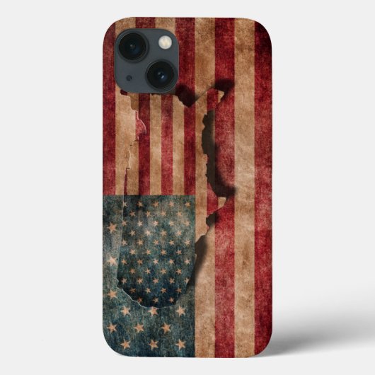 ヴィンテージグランジUSAスターストライプズ国旗と地図 Case-Mate iPhoneケース (裏面)