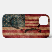 ヴィンテージグランジUSAスターストライプズ国旗と地図 Case-Mate iPhoneケース (裏面 (横))