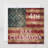 ヴィンテージグランジUSAスター&ストライプ7月4日 招待状 (正面)