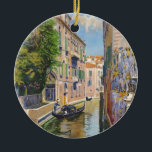 ヴィンテージグランドカナルゴンドラ – ヴェネツィアイタリア セラミックオーナメント<br><div class="desc">ヴィンテージ旅行広告 – サンマルコ広場の前のグランドカナル</div>