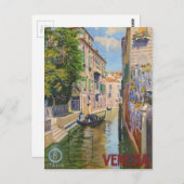 ヴィンテージグランドカナルゴンドラ – ヴェネツィアイタリア ポストカード (正面/裏面)