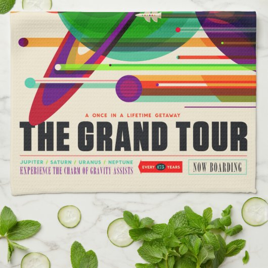 ヴィンテージグランドツア太陽のシステム旅行 キッチンタオル (折り畳み)