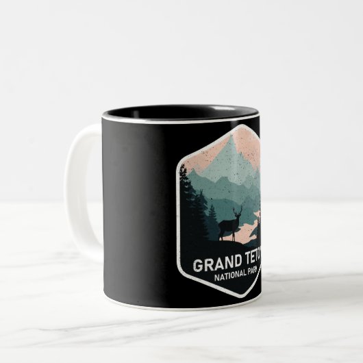 ヴィンテージグランドテトンナショナルパークディアマウンテンズ ツートーンマグカップ (正面左)