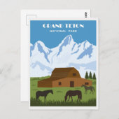 ヴィンテージグランドテトンナショナルパークワイオミントラベル ポストカード (正面/裏面)
