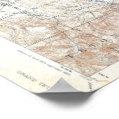 ヴィンテージグランドテトンナショナルパークワイオミンマップ ポスター (角)