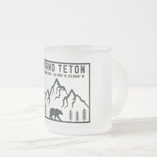 ヴィンテージグランドテトン国立公園ワイオミングマウンテン フロストグラスマグカップ (正面右)