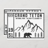 ヴィンテージグランドテトン国立公園ワイオミングマウンテン ポストカード (正面/裏面)