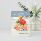 ヴィンテージグリオンピグクリスマス新年のイメージカード ポストカード (スタンド正面)