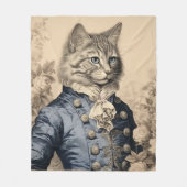 ヴィンテージグリッセイキャットジェントンボタニカルバラ フリースブランケット (正面)