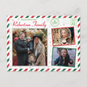 ヴィンテージグリッターファミリーフォトフィットエアメールクリスマス ポストカード (正面)