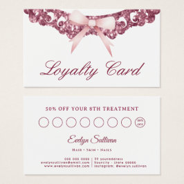ヴィンテージグリッターフレームピンクボウロイヤリティカード