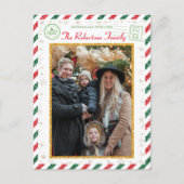 ヴィンテージグリッター家族の写真Airmailクリスマス ポストカード (正面)