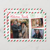 ヴィンテージグリッター家族の写真Airmailクリスマス ポストカード (正面/裏面)