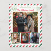 ヴィンテージグリッター家族の写真Airmailクリスマス ポストカード (正面)