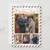 ヴィンテージグリッター家族の写真Airmailクリスマス 招待状 (正面)