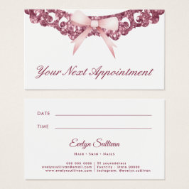 ヴィンテージグリッター枠ピンクボウアポイントメントカード