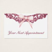 ヴィンテージグリッター枠ピンクボウアポイントメントカード (正面)
