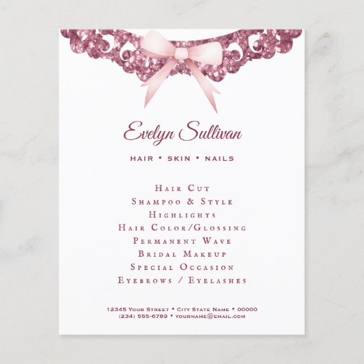 ヴィンテージグリッター枠ピンクボウフライヤー チラシ (正面)