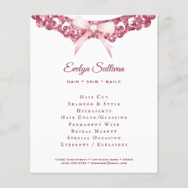 ヴィンテージグリッター枠ピンクボウフライヤー チラシ