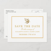 ヴィンテージグリッター蝶ウェディングデートを保存 案内ポストカード (正面/裏面)