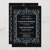 ヴィンテージグリッ縁どジ誕生日招待状 招待状 (正面/裏面)