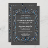 ヴィンテージグリッ縁どジ誕生日招待状 招待状 (正面/裏面)