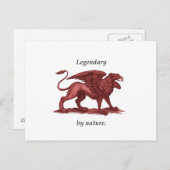 ヴィンテージグリフィンイラストレーション、伝説的自然 ポストカード (正面/裏面)