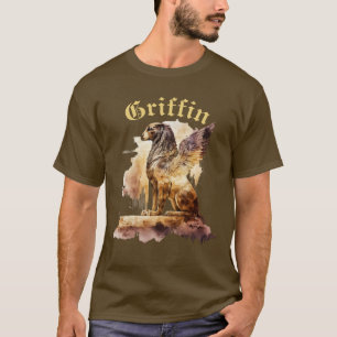 ヴィンテージグリフィングリフィン神話ブラウン金ゴールド Tシャツ