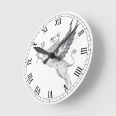 ヴィンテージグリフィンレタープレスラインアート ラウンド壁時計 (傾斜)