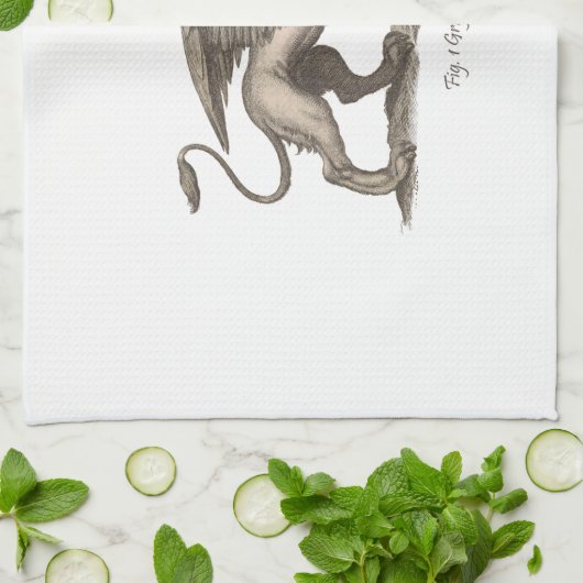 ヴィンテージグリフィン(グリフスgreiff)イラストレーション。 キッチンタオル (折り畳み)