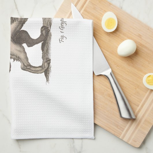 ヴィンテージグリフィン(グリフスgreiff)イラストレーション。 キッチンタオル (四つ折り)