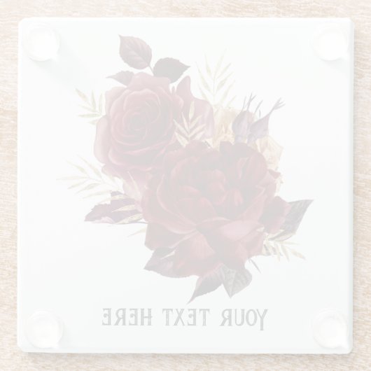 ヴィンテージグリモアールブルゴーニュと金ゴールドフローラ ガラスコースター (裏面)