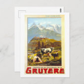 ヴィンテージグリュイエールスイス旅行ポスター ポストカード (正面/裏面)