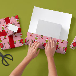 ヴィンテージグリンチクリスマスピンク柄 ラッピングペーパー