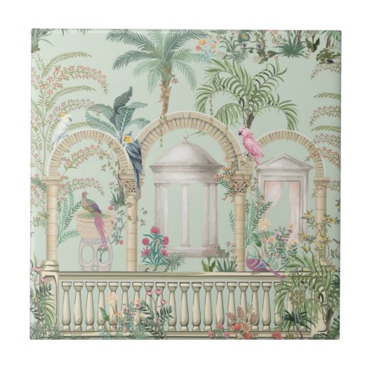 ヴィンテージグリークガーデンアーチオウム熱帯木 タイル (正面)