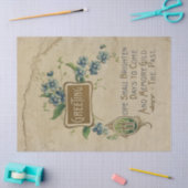 ヴィンテージグリーティングと青い花の分離 薄葉紙 (クラフト)