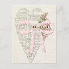 ヴィンテージグリーティングイラストレーションカード、ロマンチックなハート シーズンポストカード