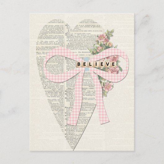 ヴィンテージグリーティングイラストレーションカード、ロマンチックなハート シーズンポストカード (正面)