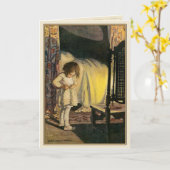 ヴィンテージグリーティングカードかわいい女の子イラストレーション カード (黄色い花)