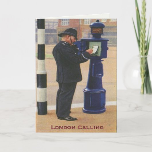 ヴィンテージグリーティングカードとロンドン警察の呼び出し カード (正面)