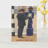 ヴィンテージグリーティングカードとロンドン警察の呼び出し カード (黄色い花)