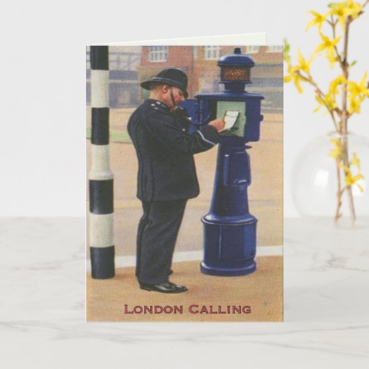 ヴィンテージグリーティングカードとロンドン警察の呼び出し カード (黄色い花)