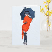 ヴィンテージグリーティングカード付き女の子 カード (黄色い花)