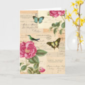 ヴィンテージグリーティングカード(バラと蝶) カード (黄色い花)