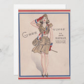 ヴィンテージグリーティングガール誕生日兵士 シーズンカード (正面/裏面)