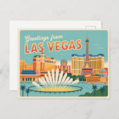 ヴィンテージグリーティングスラスベガスクラシックレトロ ポストカード (正面/裏面)