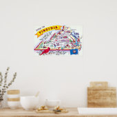 ヴィンテージグリーティング – バージニア地図と旅行 ポスター (キッチン)