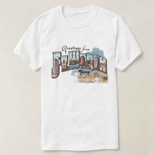 ヴィンテージグリーティング フォートワース TX Tシャツ (デザイン正面)