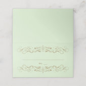 ヴィンテージグリーンとアンティーク金ゴールドフローリッ結婚シュ プレイスカード (外部開封)